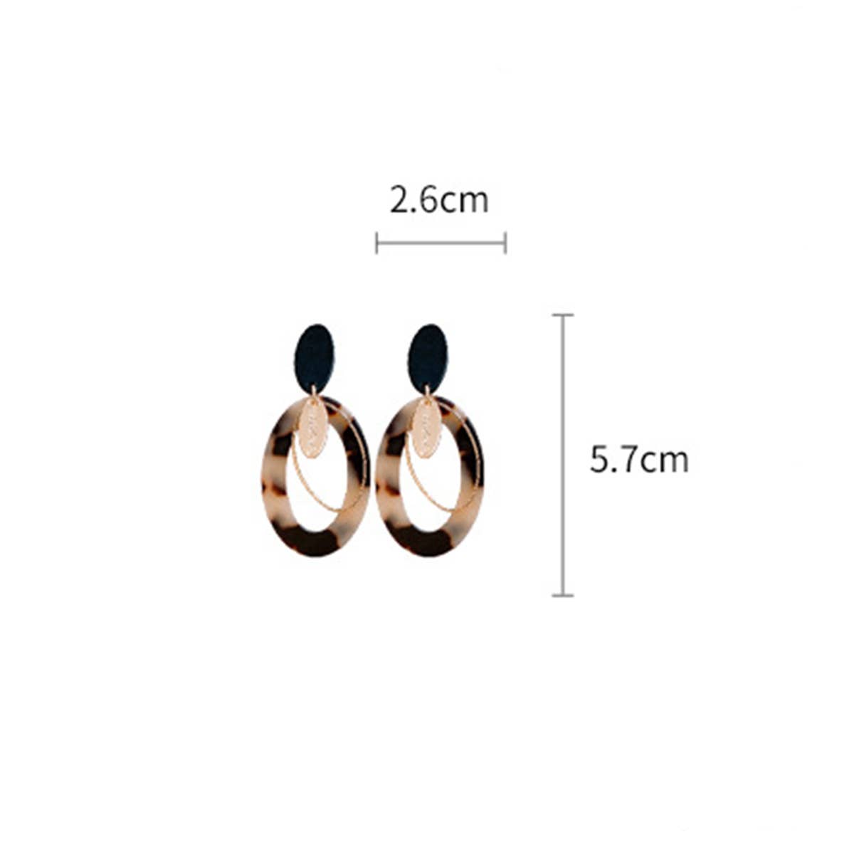 LEOPARD PRINT OVAL LETTER TREND EARRINGS_CWASC1331