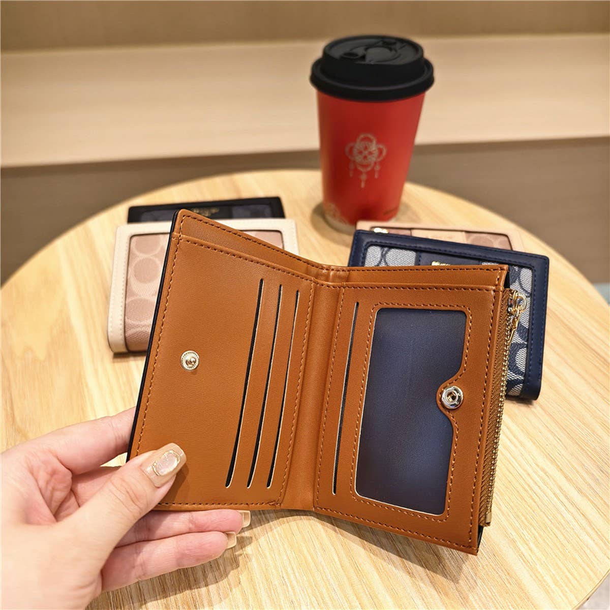 Geometric Pattern Bifold Zip Snap Wallet For Women_Cwab06204