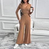 Solid Color Texture Basic Ladies Two-Piece Set