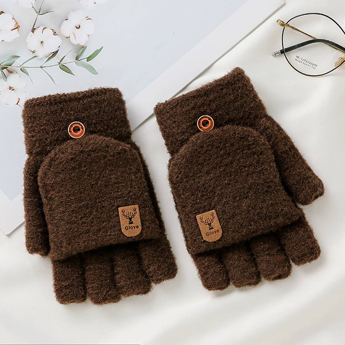 MEN S WINTER FLIP MITTENS KNIT HALF FULL FINGER_CWAG0524