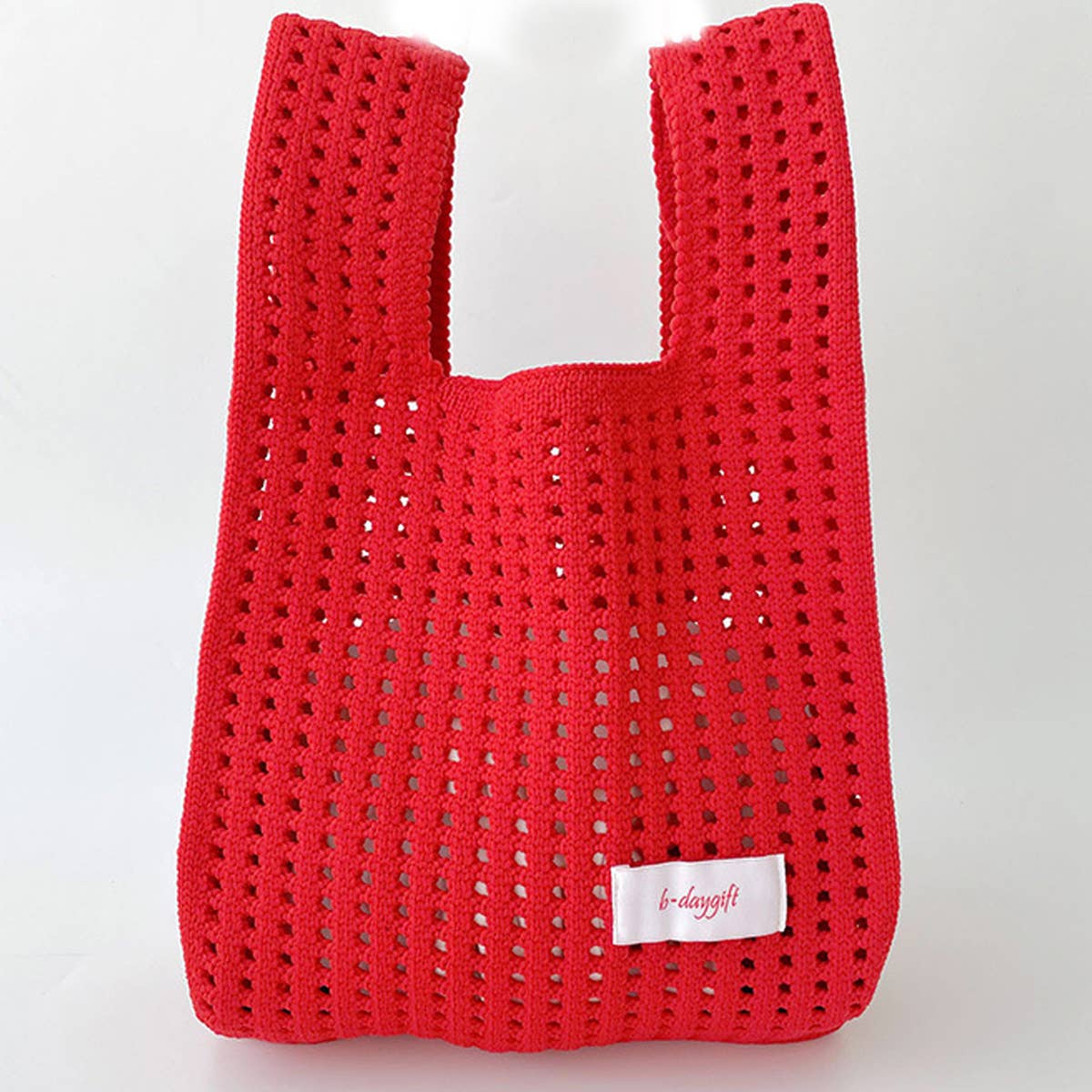 SOLID COLOR KNITTED HOLLOW SHOULDER BAG HANDBAG_CWAB1496