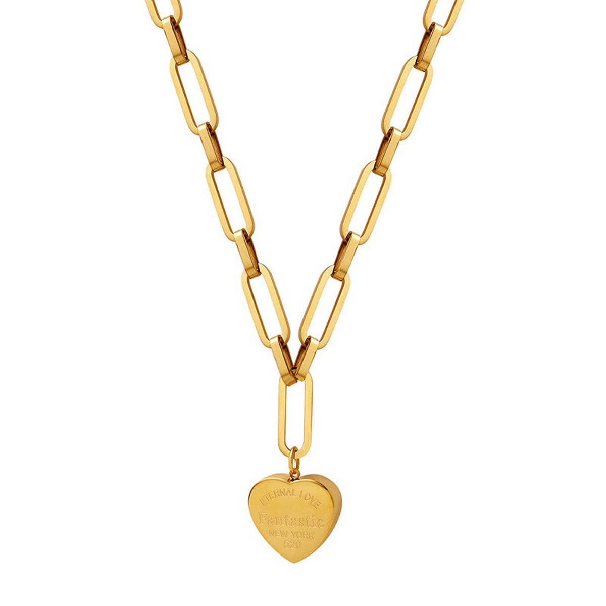 Valentines Day Heart-Shaped Gold-Plated Necklace
