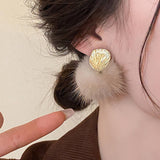 RETRO TEMPERAMENT FUR BALL CUTE EARRINGS_CWAJE2457