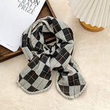Cotton Plaid Scarf Neck Wrap Shawl_Cwasc02980
