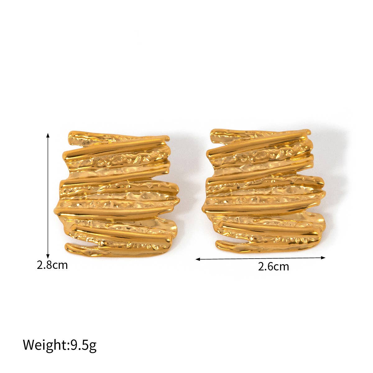 GOLD HAMMERED IRREGULAR EARRINGS_CWAHA0897