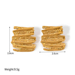 GOLD HAMMERED IRREGULAR EARRINGS_CWAHA0897
