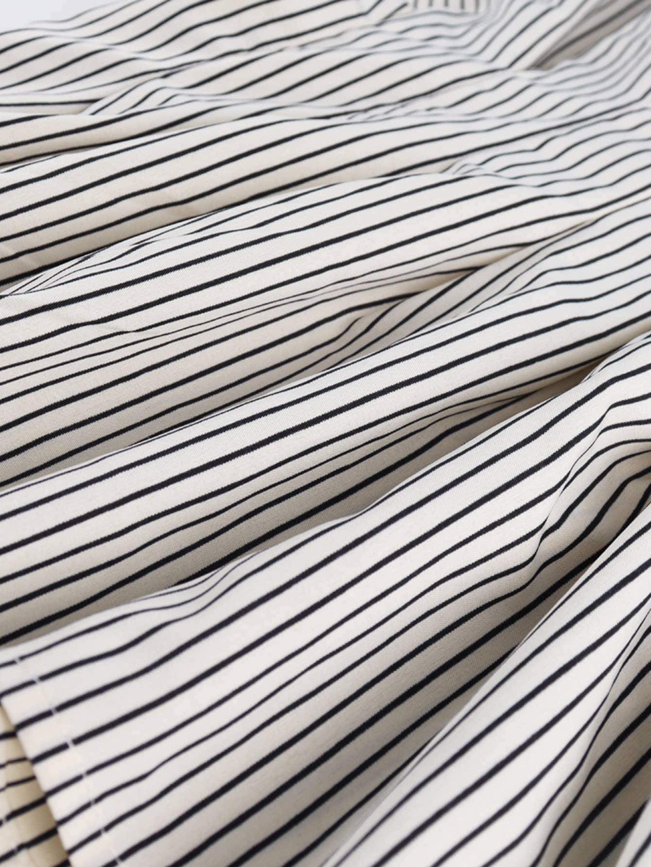 Versatile Striped Pleated Cinched Waist Shirt