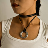 MINIMALIST 18K STEEL SOLID HOOP EARRINGS WITH CORD_CWMM8891