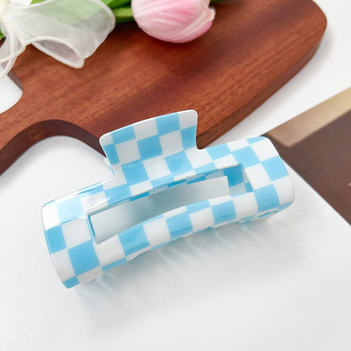 Checkerboard Hair Claw ? Candy Color Acetate Look_Cwmm10084
