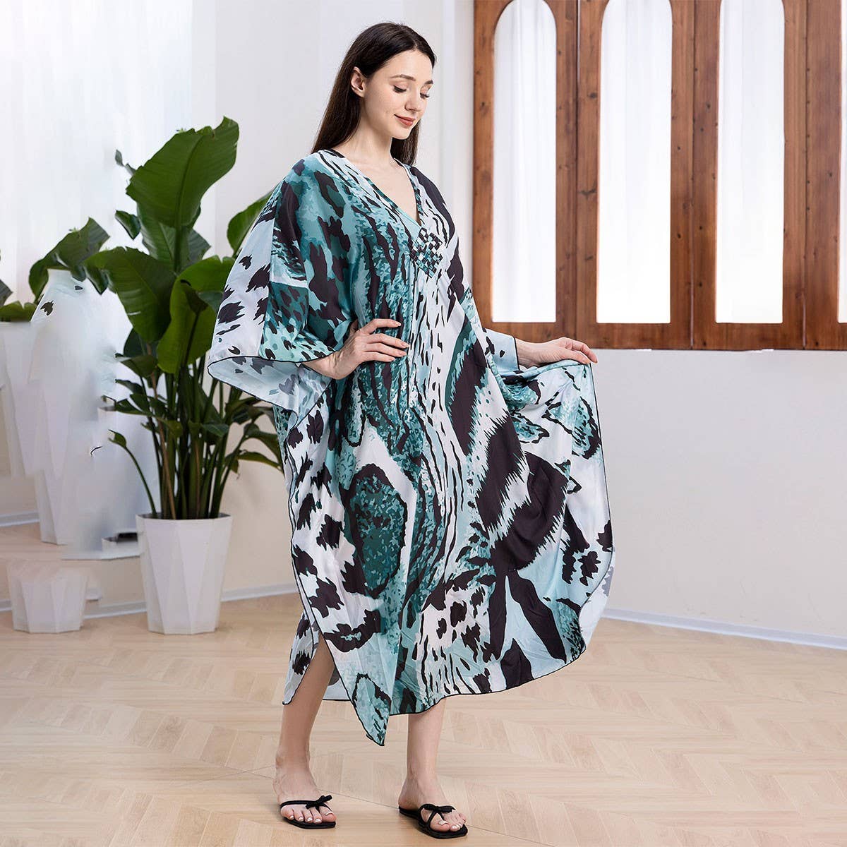 BIKINI QUICK DRY BEACH COVER UP WITH PRINT_CWMM6200