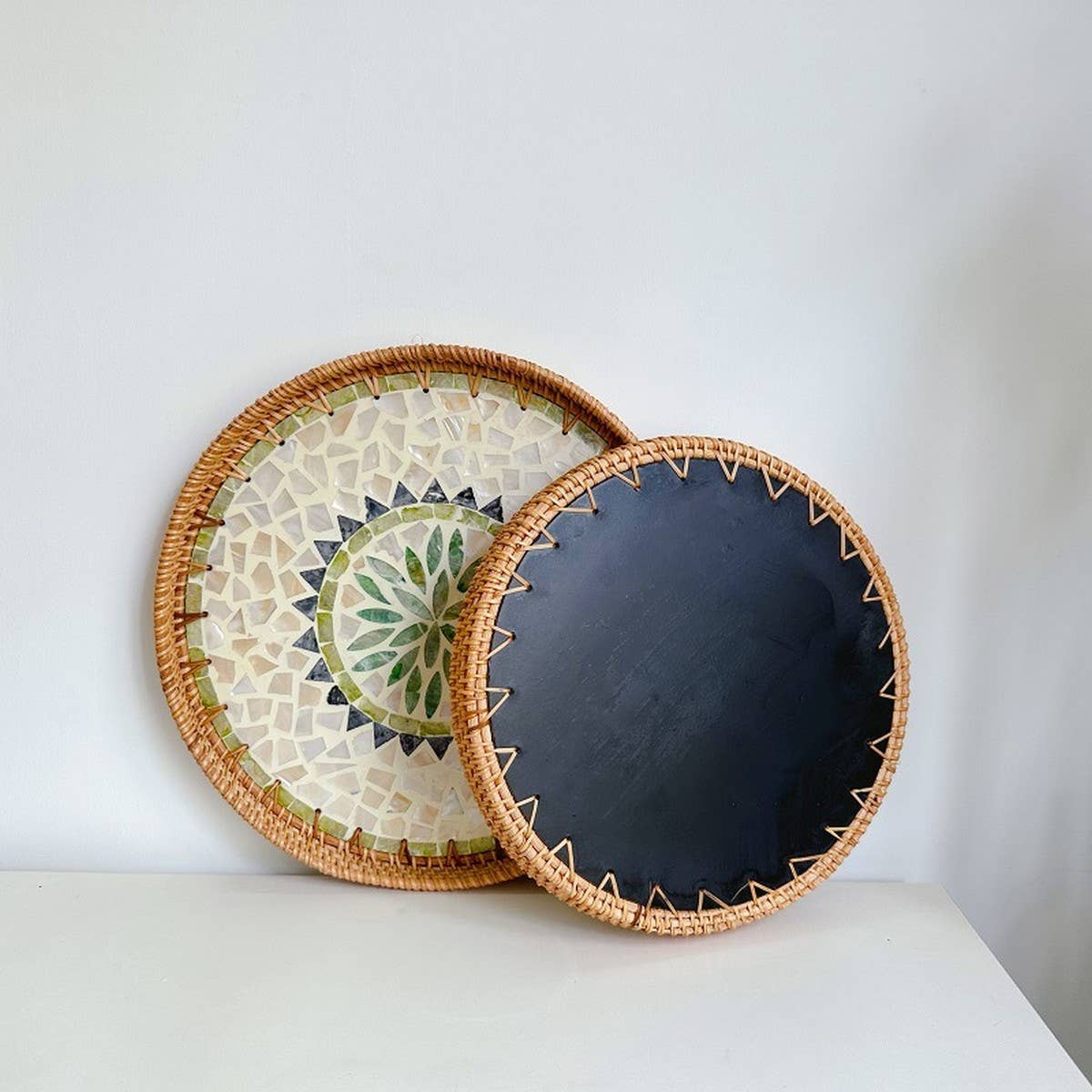 RATTAN SHELL BASKET STORAGE BASKET TRAY_CWMM4541