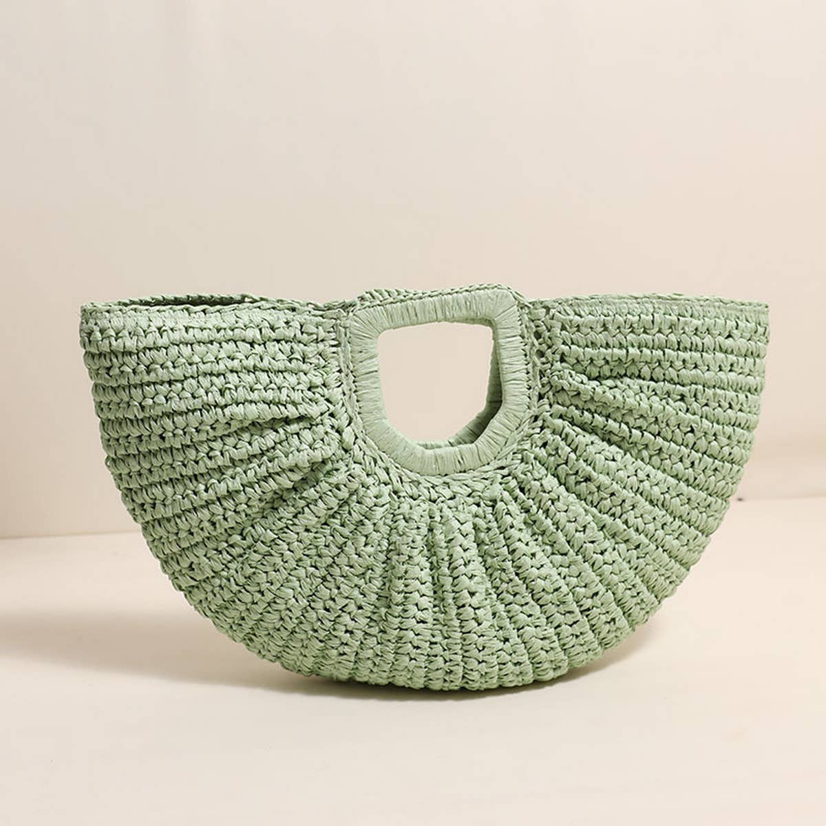 SQUARE HANDLE SEMI CIRCLE PORTABLE STRAW BAG_CWAB1869