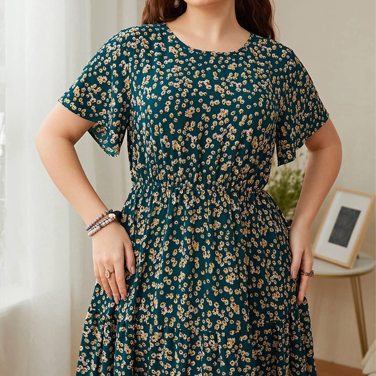 2025 LOOSE FLORAL DRESS PLUS SIZE CASUAL FIT_CWDMD5961