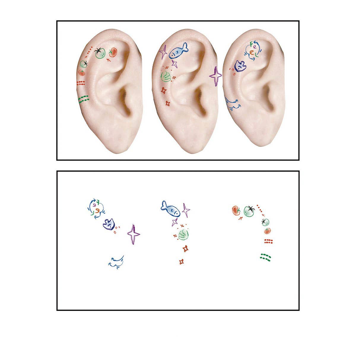 CUTE CARTOON EAR TATTOOS WATERPROOF STICKER SET_CWMM8394