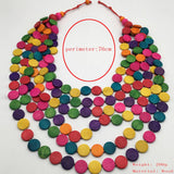 COLORFUL WOODEN DISC LONG MULTI LAYER NECKLACE_CWMM4913