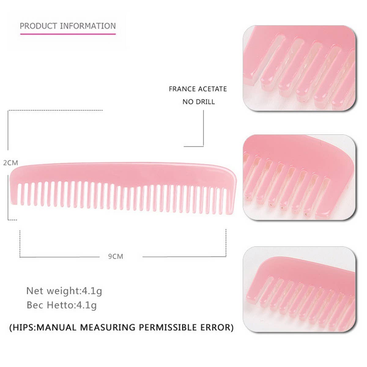 MARBLE TEXTURE ACETATE HAIR COMB STRAIGHT COMB_CWAHA4174