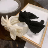 BLACK BUBBLE WRINKLED WIDE BRIM HEADBAND_CWAHA2561