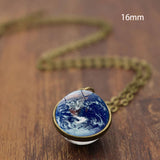 EARTH PATTERN CRYSTAL GLASS BALL PENDANT NECKLACE_CWMM0498