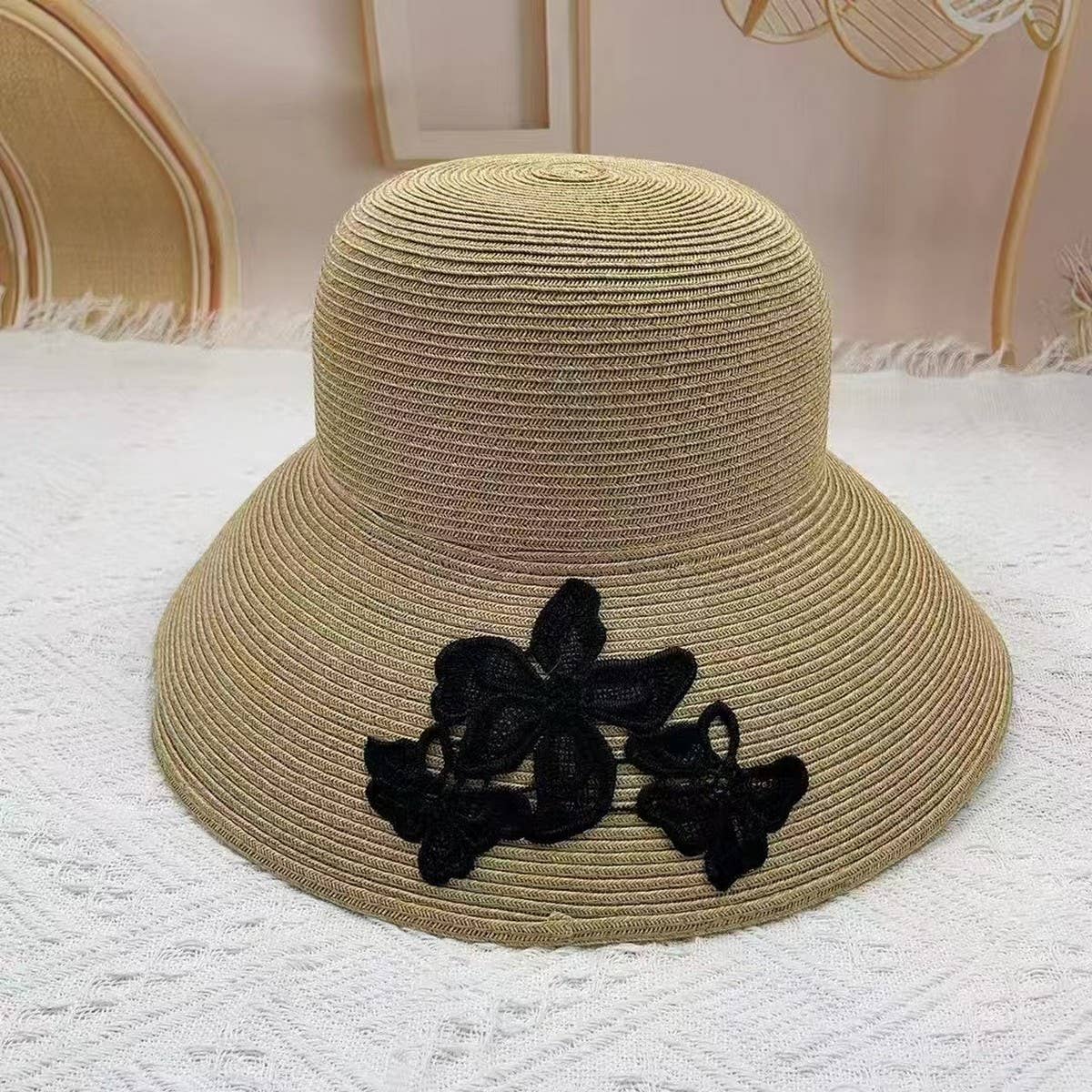 SUMMER EMBROIDERED LACE FLOWER SUN HAT_CWAH3487