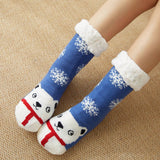 BLUE SCARF BEAR MID TUBE PLUSH INDOOR SLIPPERS_CWMS0736