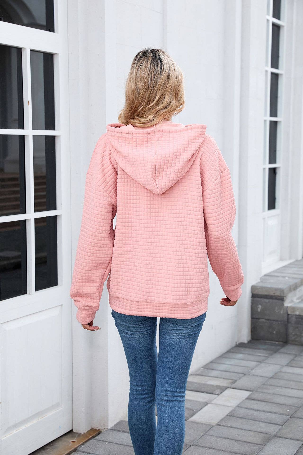 Solid-Color Hooded Loose Long-Sleeved Sweatshirt_Cwohol568