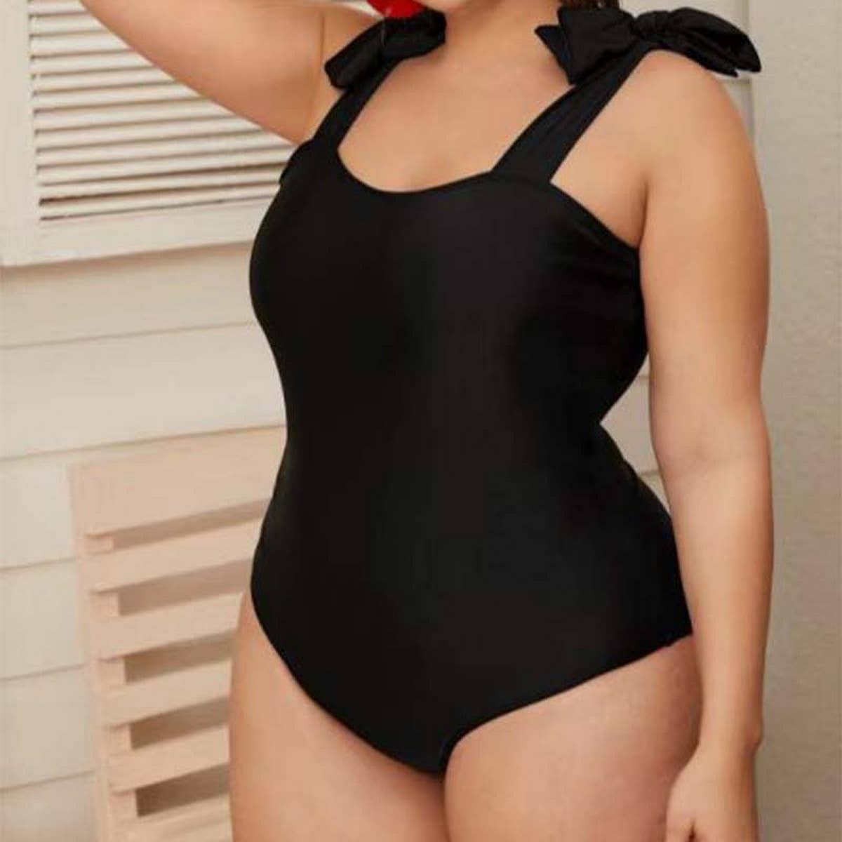 Womens Plus Size Bikini Strap One Piece Swimsuit
