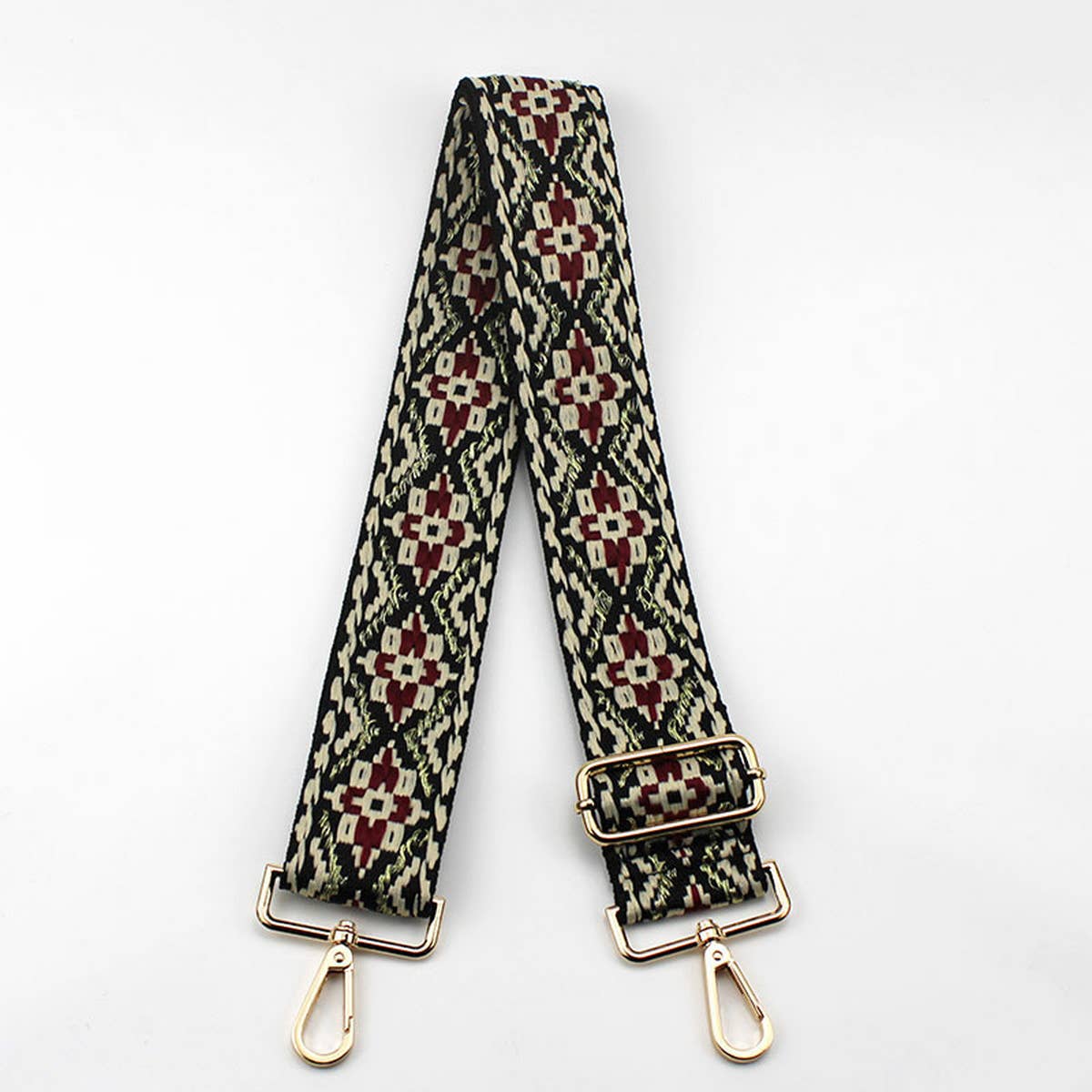 GEOMETRIC EMBROIDERY ADJUSTABLE BAG STRAP_CWMM0366