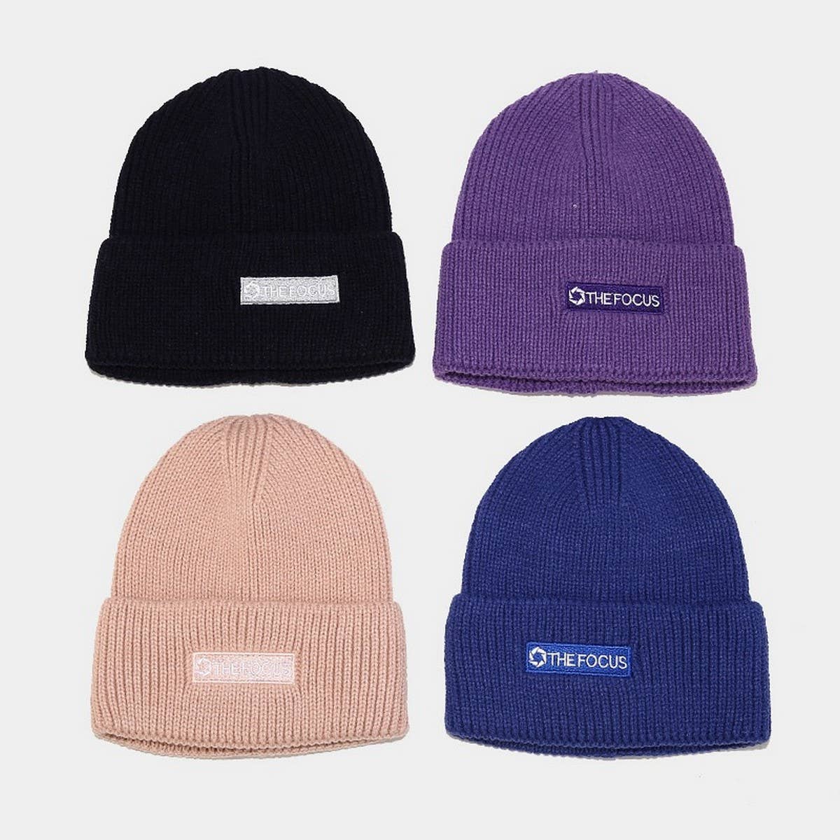 LETTER THICKENED EMBROIDERED BEANIE KNITTED HAT_CWAH2073