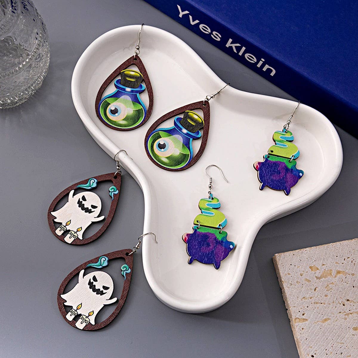 HALLOWEEN PARTY CREATIVE WOODEN EARRINGS_CWAJE1849