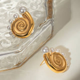 18K GOLD STAINLESS STEEL CONCH PEARL EARRINGS_CWASC1674