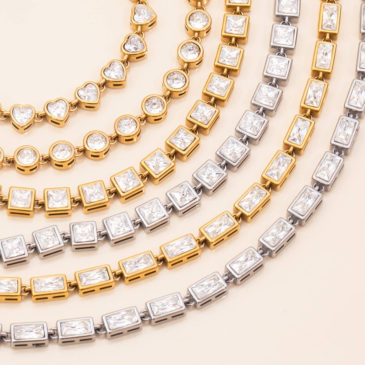 18K GOLD SQUARE ZIRCON TENNIS BRACELET MINIMALIST_CWAJE4778