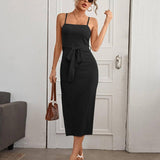 Split Lace-Up Knitted Halter Dress