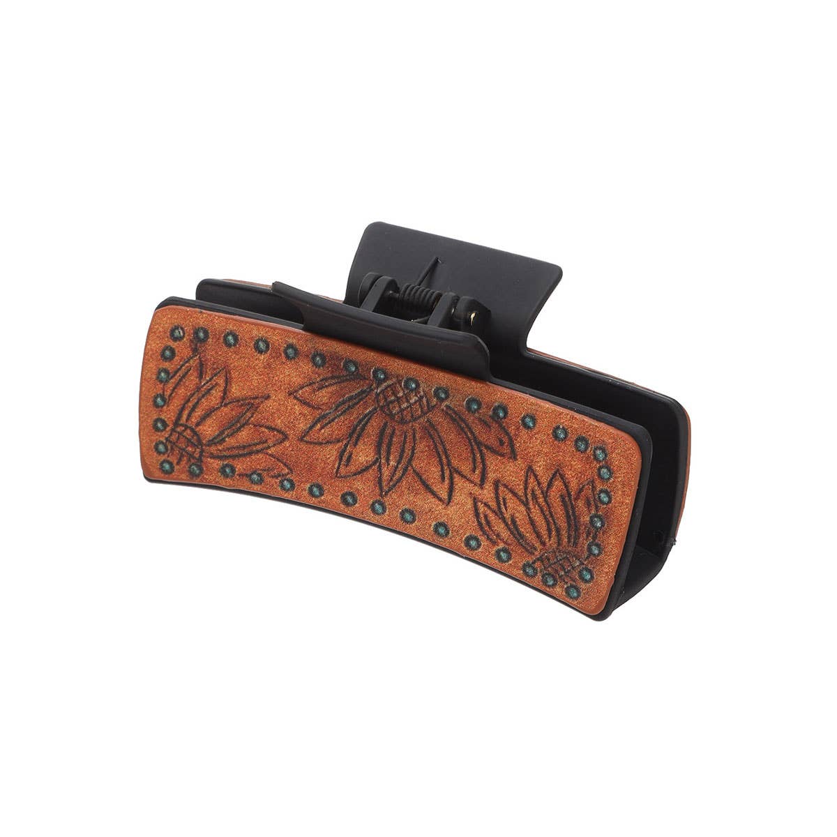 Leather Sunflower Pattern Western Hair Claw Clips_Cwasc1622