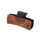 Leather Sunflower Pattern Western Hair Claw Clips_Cwasc1622