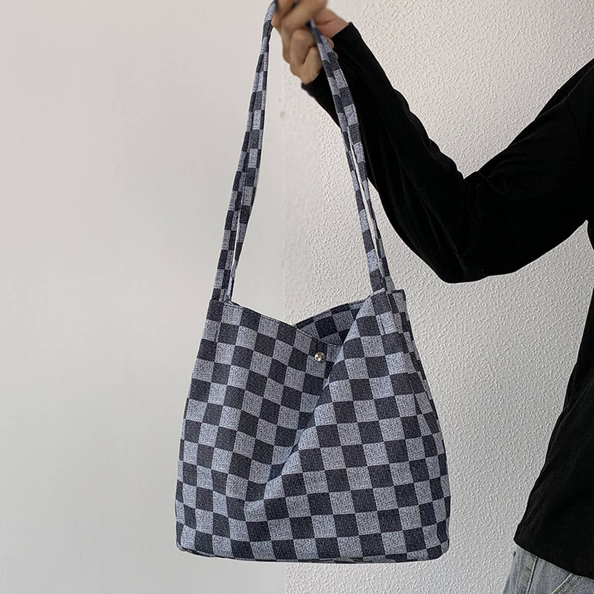 Plaid Simple Commuter Canvas Bag_Cwab2156