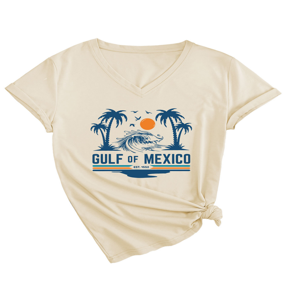 SLIM V NECK T SHIRT GULF OF MEXICO EST PRINT_CWTTS1538