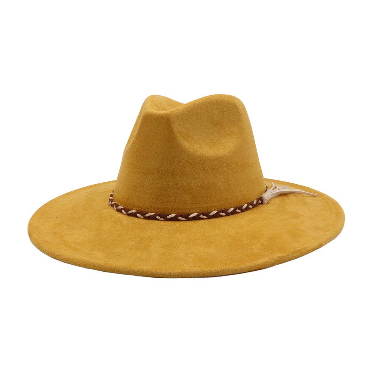 Unisex Suede Wide Brim Fedora Hat Couple Style_Cwah04448