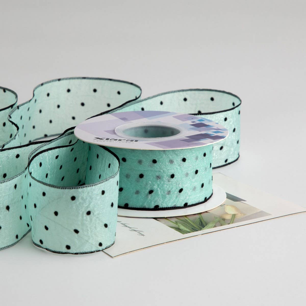 POLKA DOT FLOCKING RIBBON HANDMADE DIY BOW RIBBON_CWMM5781