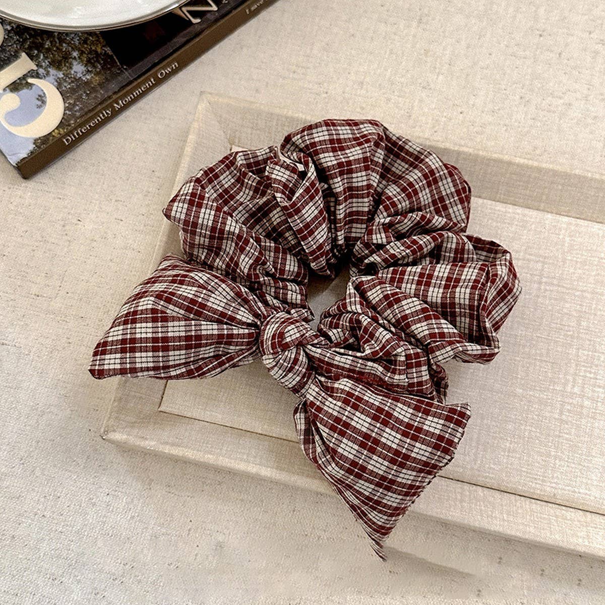 Mesh Bow Scrunchie Elegant Bun Hair Tie Accessory_Cwaha07780