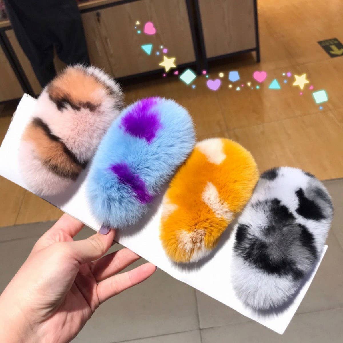 FURRY MINK HAIR CLIP CUTE FLUFFY BB BARRETTE_CWAHA3308