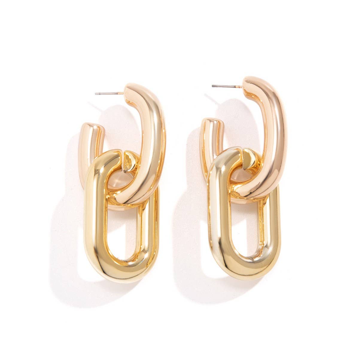 METAL WIND CIRCULAR RING THICK CHAIN EARRINGS_CWAJE1153