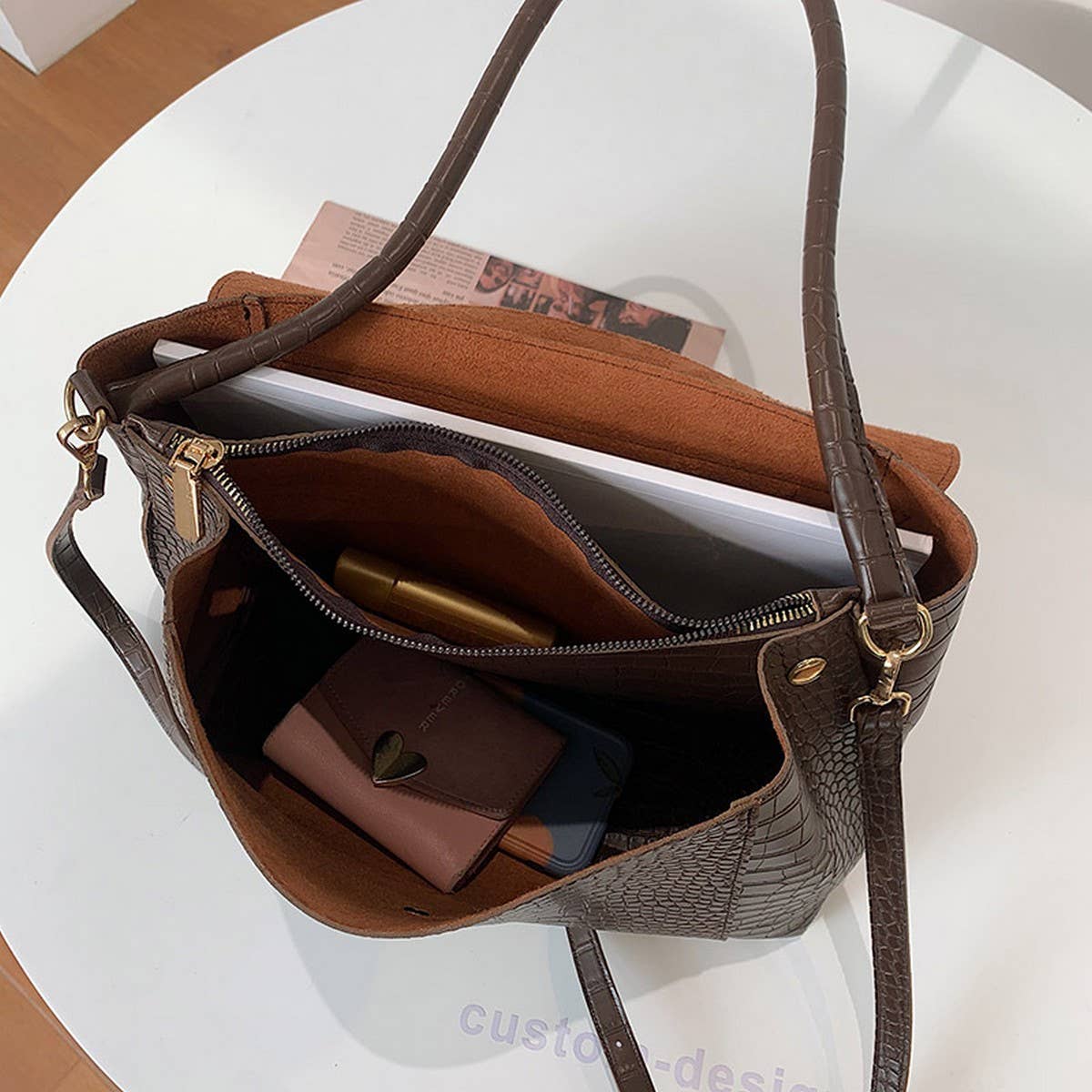 Women Leather Tote Bag Shoulder Bag_Cwab1385
