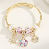 ALLOY STAINLESS STEEL BRACELET WITH SHELL BUTTERFLY_CWMM8594