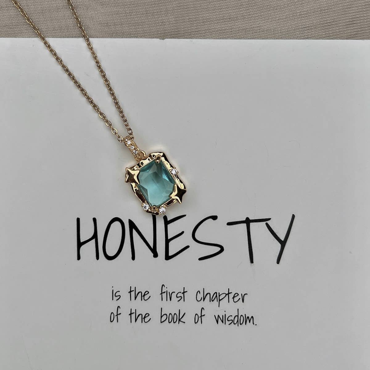 BLUE ZIRCON SQUARE STAR NECKLACE_CWAJE1254