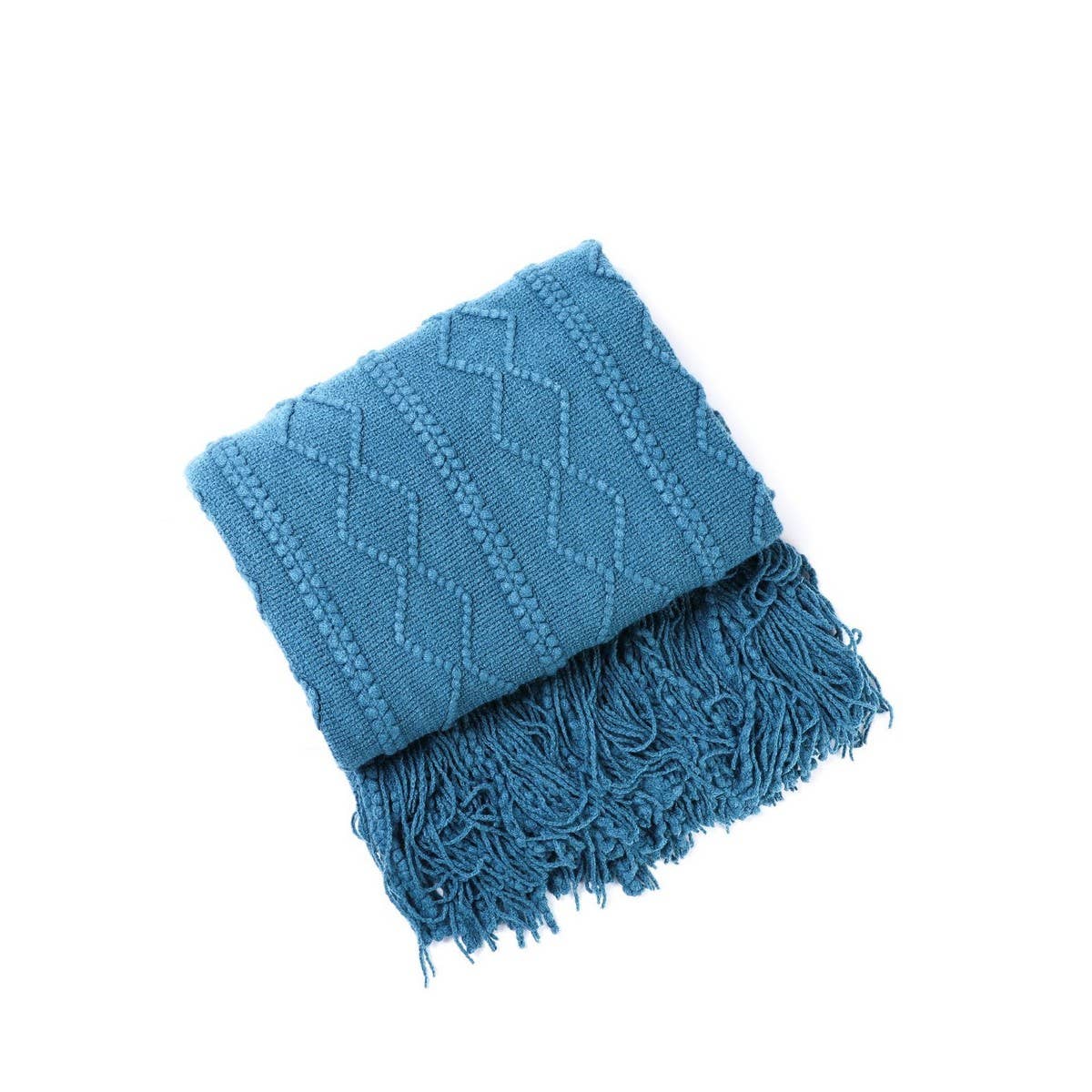 KNITTED WARM BLANKET WITH TASSELS_CWMM0199
