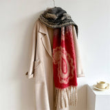 Vintage Paisley Scarf Thick Tassel Winter Wrap_Cwasc0970