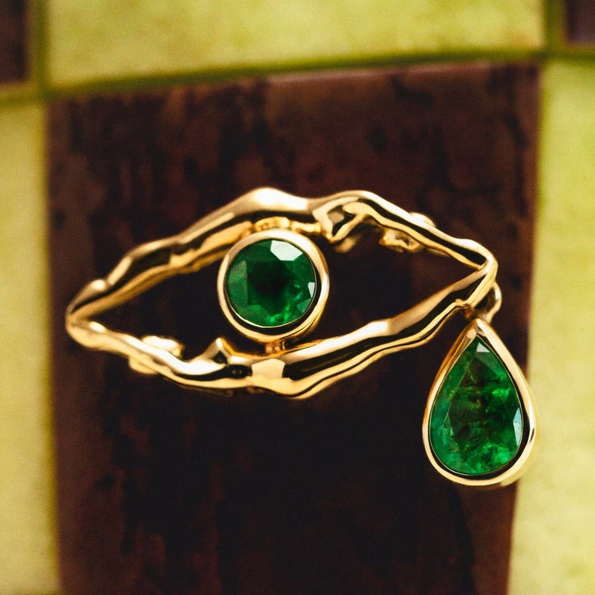 NEW EVIL EYE EMERALD GOLD NECKLACE_CWMM5336