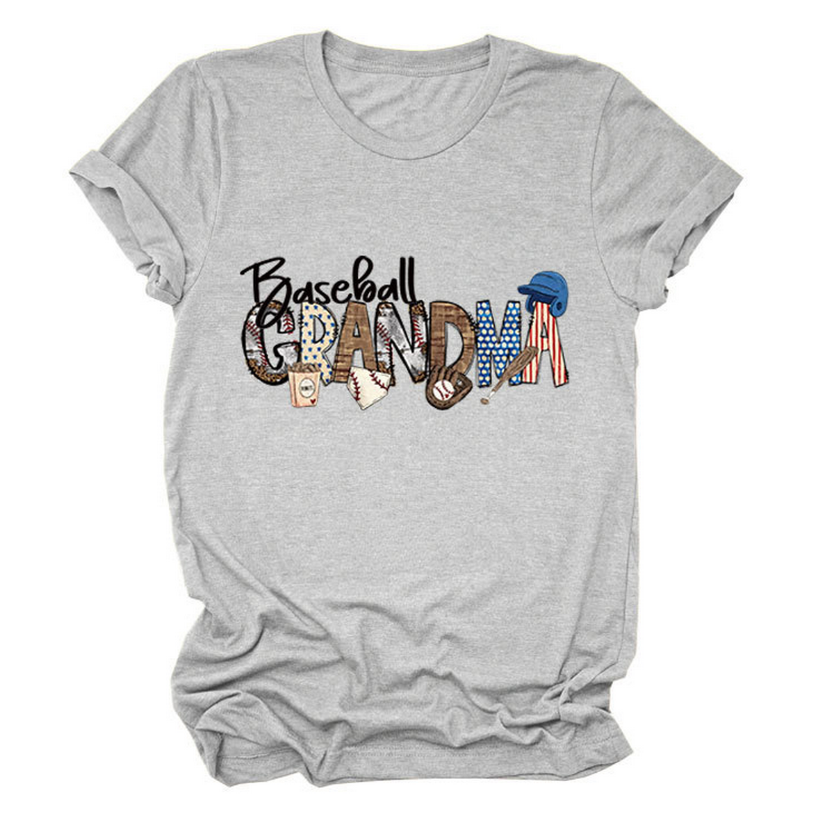 CASUAL CREW NECK TEE BASEBALL GRANDMA SHIRT_CWTTSL0496