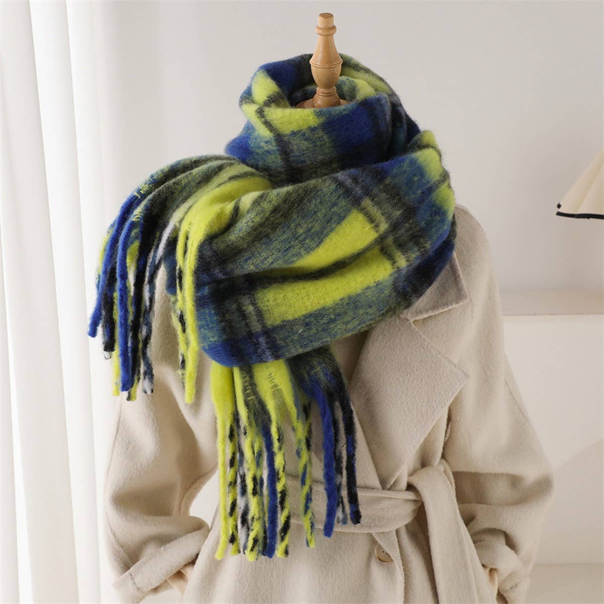 Rainbow Mohair Plaid Scarf Women Winter Wrap_Cwasc03465