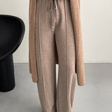 Straight Knit Pants With Rough Edge Design
